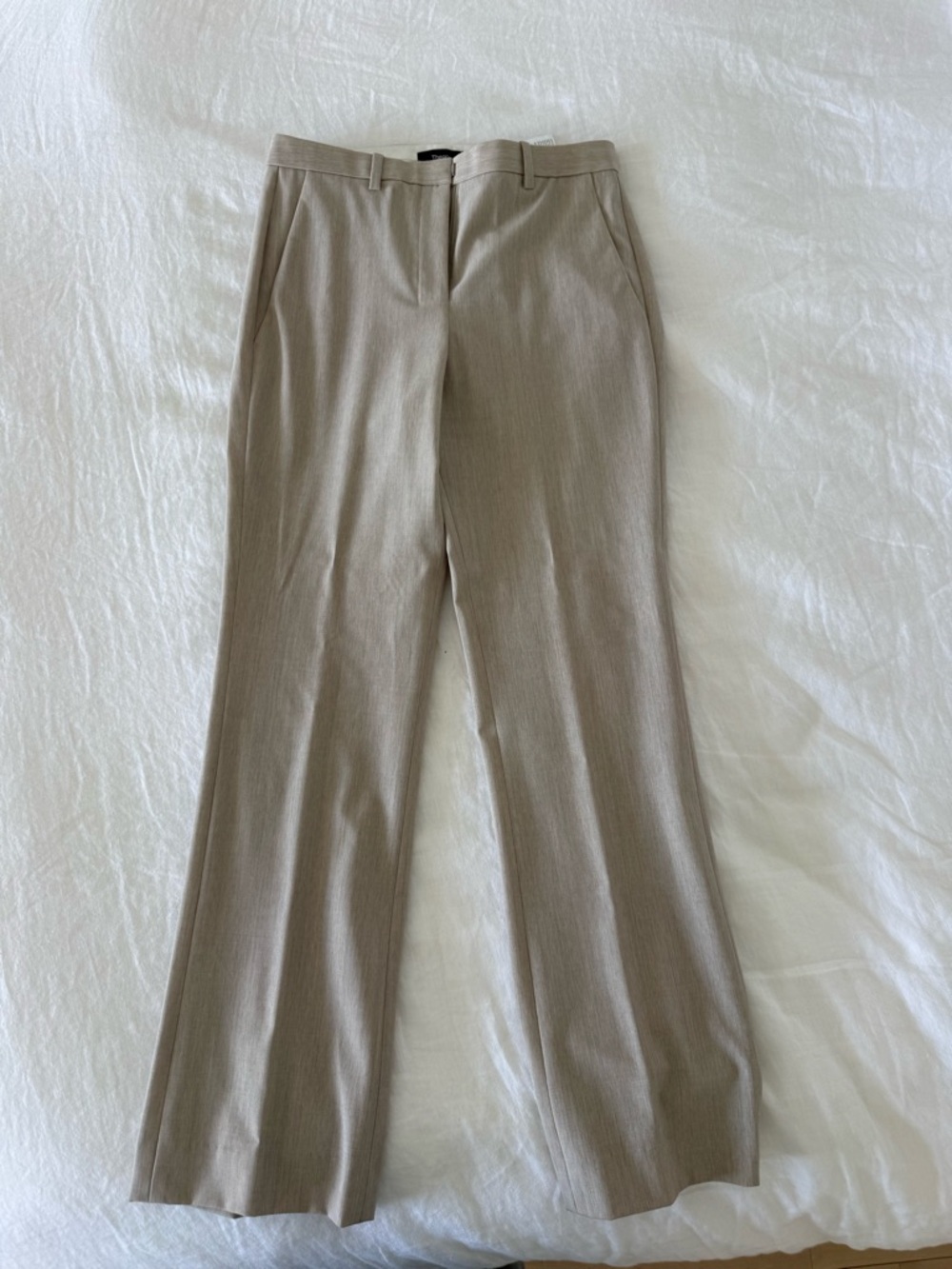 Theory Flared Pant in Sand Melange Good Wool